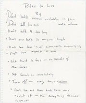Page from Ruth's journal, titled Rules to Live By