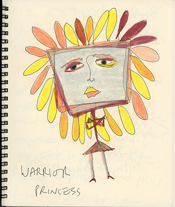 Drawing from Ruth's journal entitled Warrior Princess