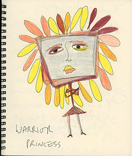 Drawing from Ruth's journal entitled Warrior Princess