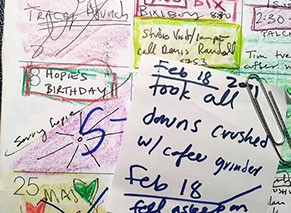 Page from Ruth's datebook, recording suicide attempt