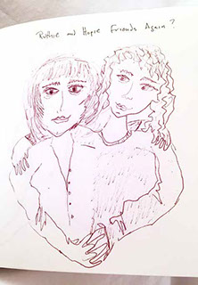 Drawing from Ruth's journal: "Ruthie and Hope friends again?"